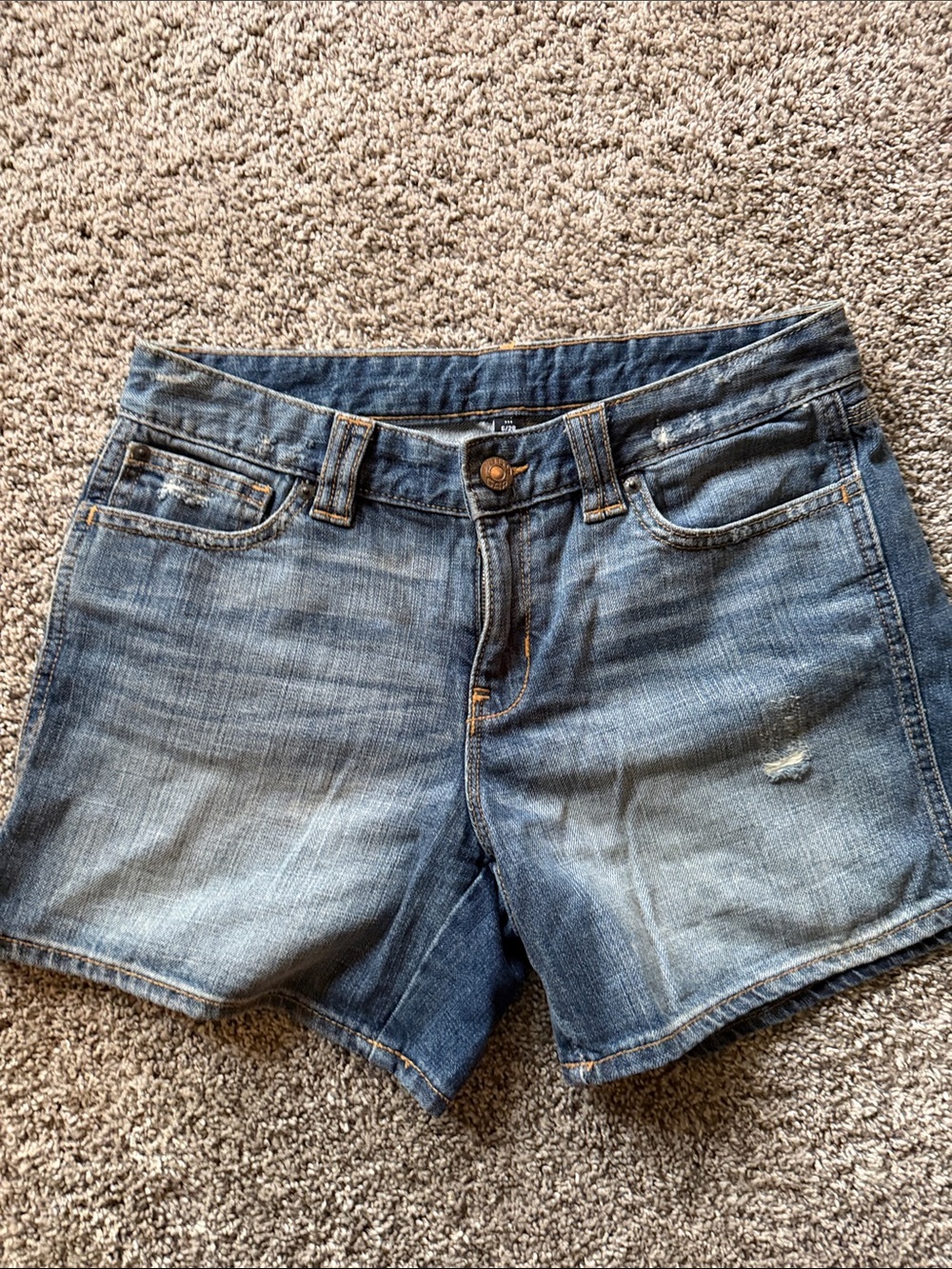GAP Factory Medium Wash Distressed Denim Shorts